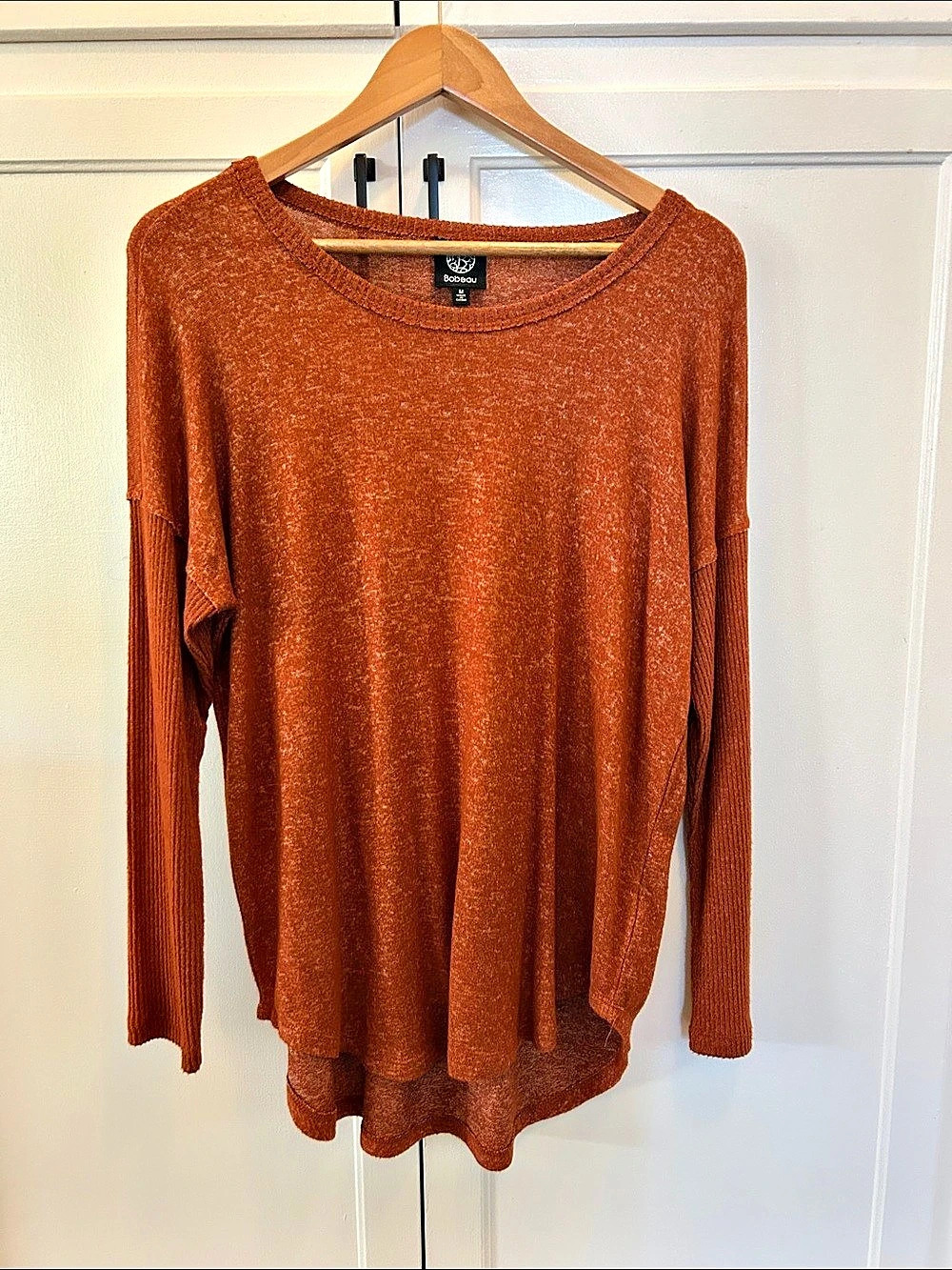 Bobeau Long Sleeve Tunic in Brown Size Medium